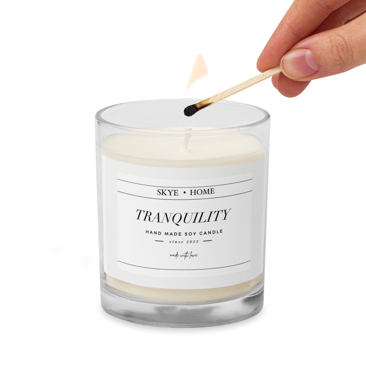 Glass jar soy wax candle